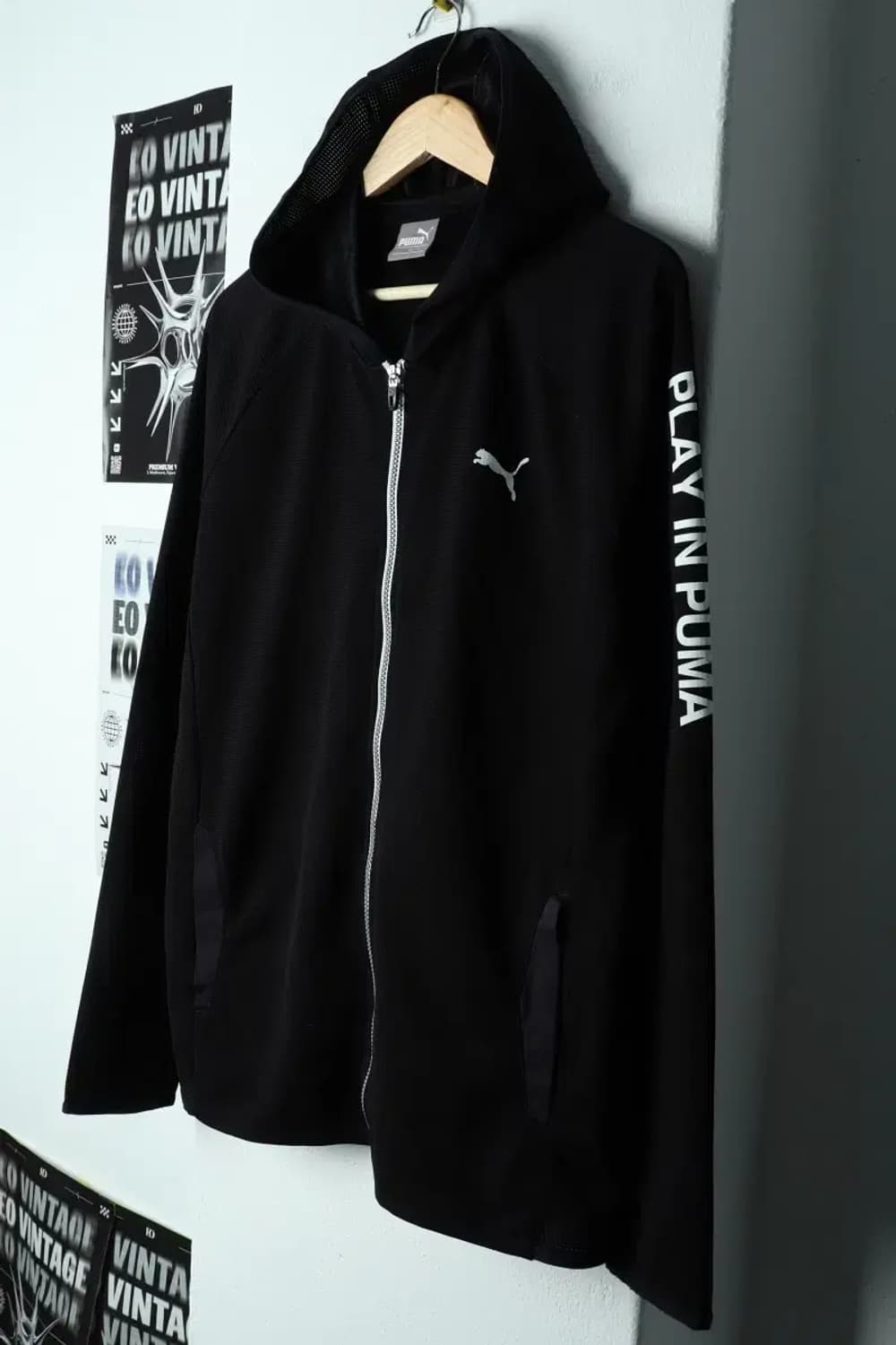 (2XL) 퓨마 후드집업 빅사이즈 블랙 매쉬-15583 상품이미지1