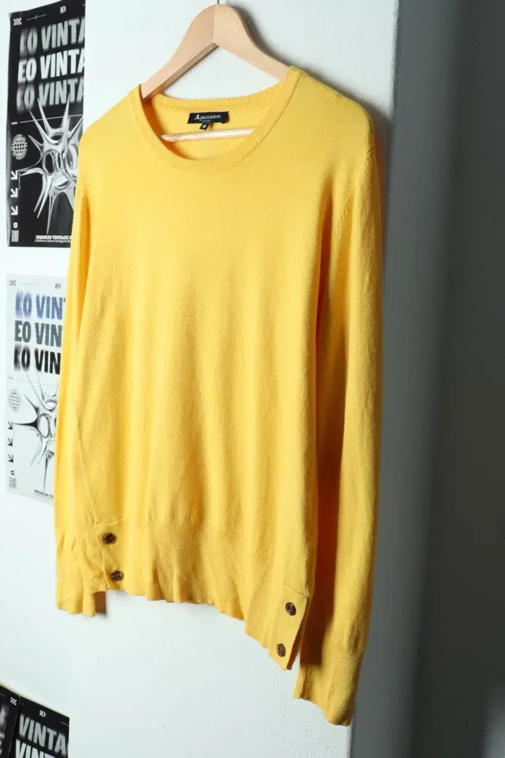 W(XL) 아쿠아스큐텀 니트 노랑 무지-1559B 상품이미지1
