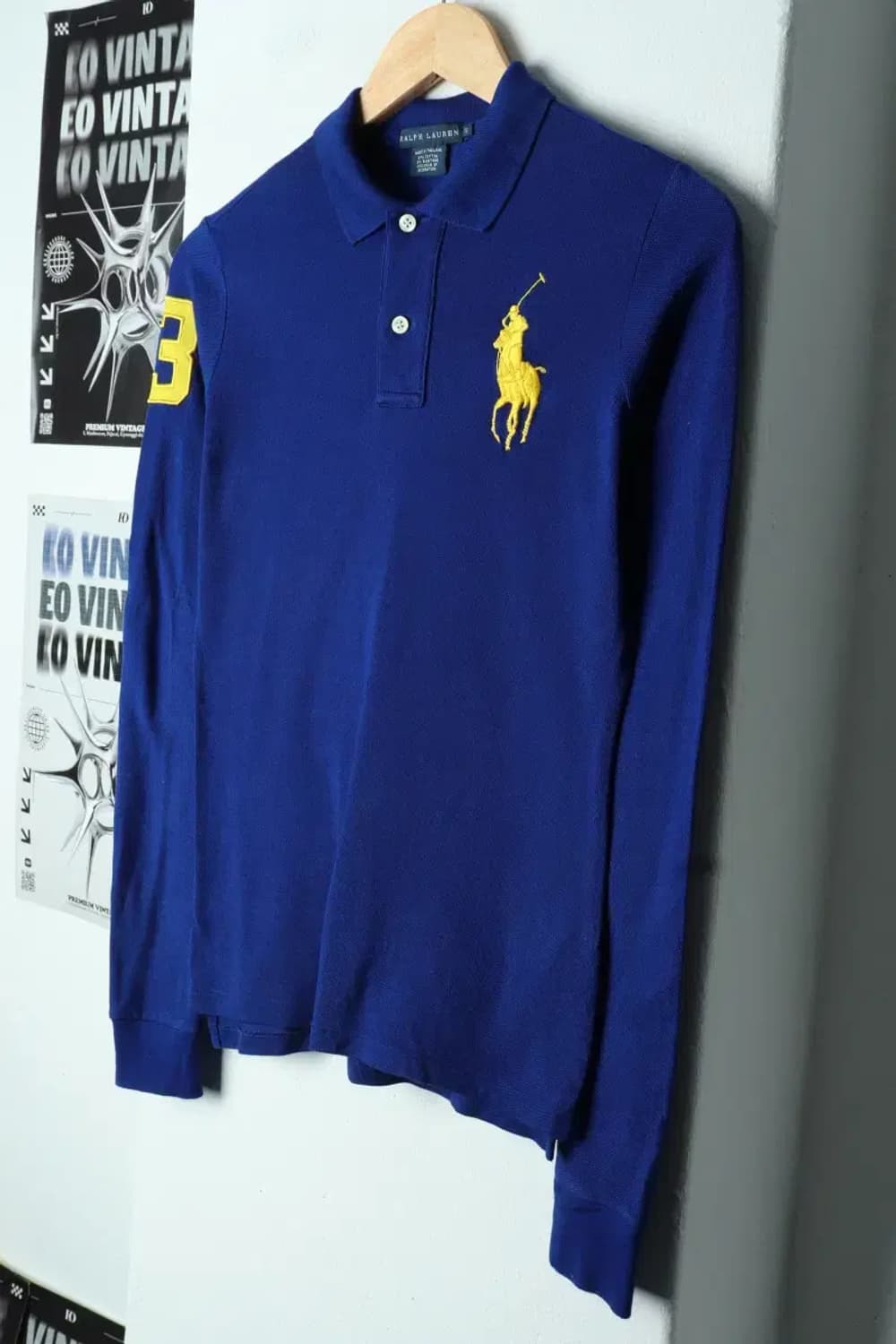 W(S-M) 폴로 랄프로렌 카라 긴팔티셔츠 블루 럭비 빅포니-1563A 상품이미지1