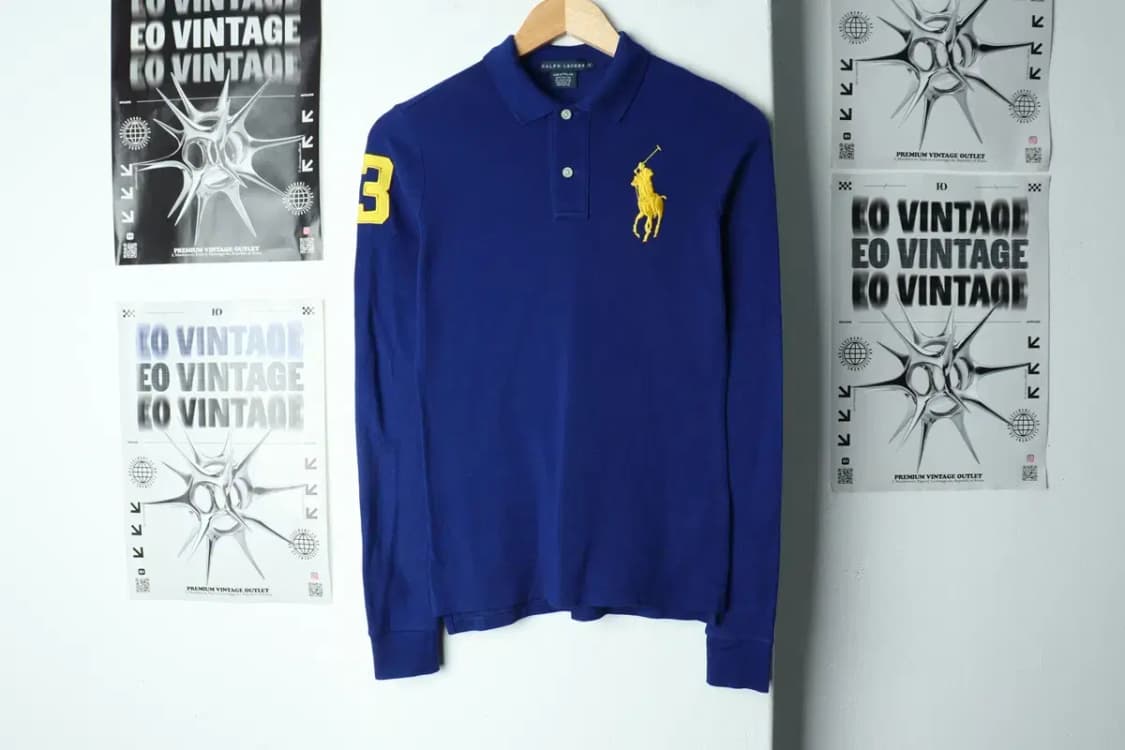 W(S-M) 폴로 랄프로렌 카라 긴팔티셔츠 블루 럭비 빅포니-1563A 상품이미지2