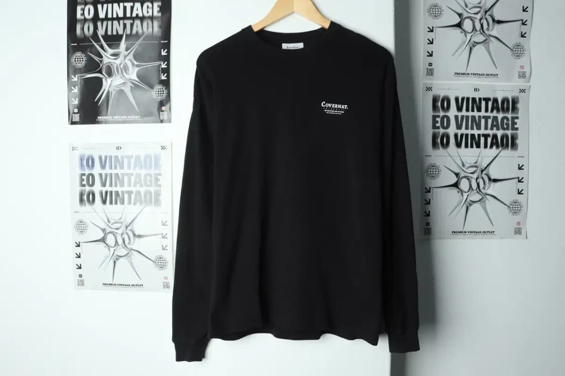 (S) 커버낫 긴팔티셔츠 블랙 로고 올드스쿨-1563C 상품이미지2