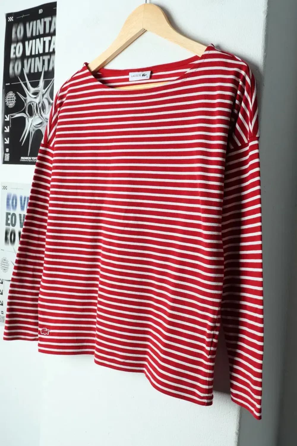 W(M) 라코스테 긴팔티셔츠 스트라이프 버건디-1563D 상품이미지1