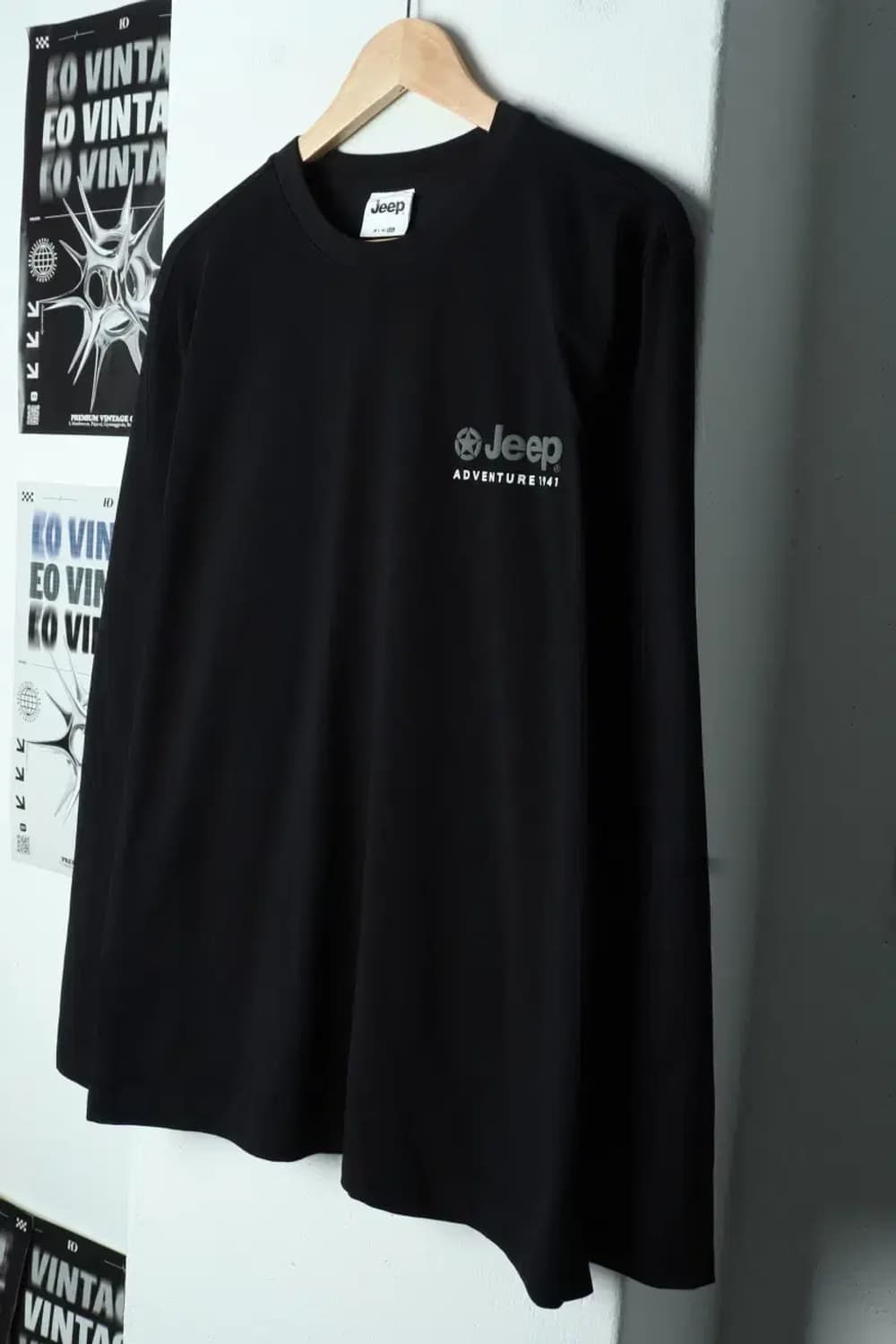 (2XL) 지프 긴팔티셔츠 빅사이즈 블랙 올드스쿨-1563F 상품이미지1