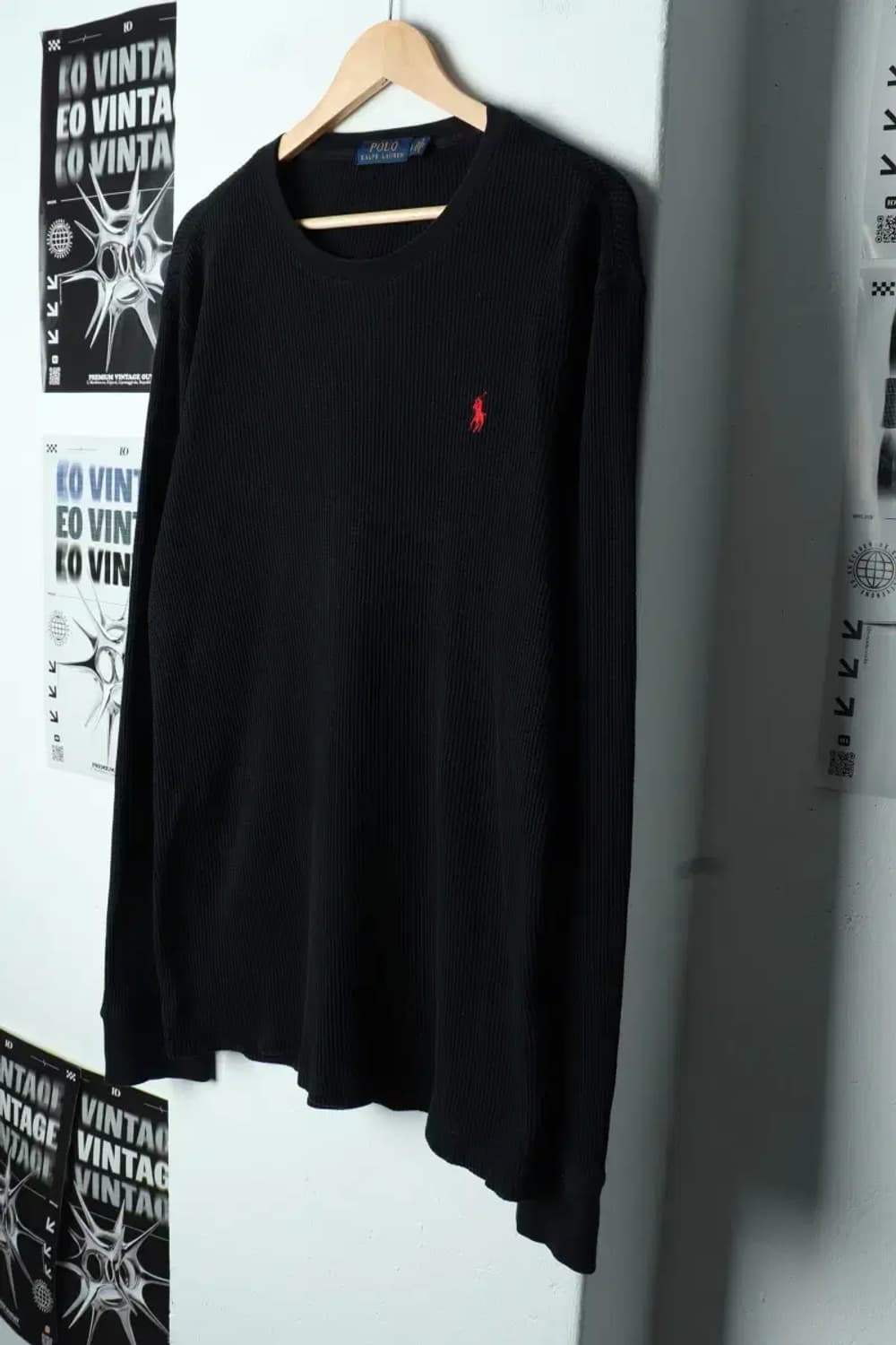 (L-XL) 폴로 랄프로렌 긴팔티셔츠 와플 블랙 레드포니-15641 상품이미지1