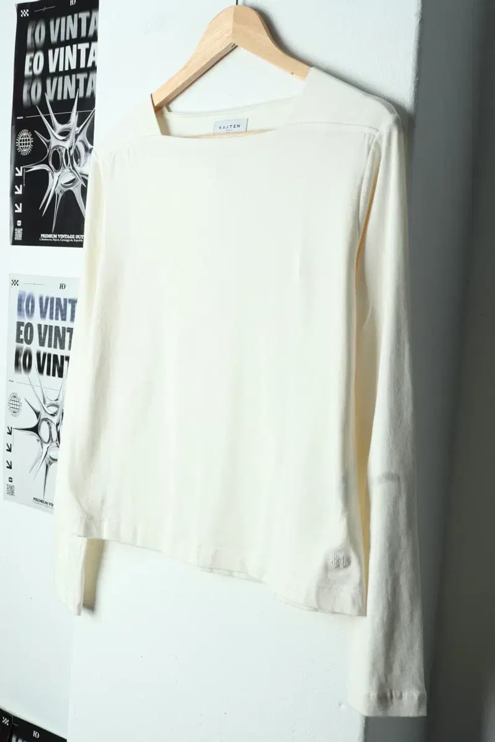 W(L) 브랜드빈티지 긴팔티셔츠 쿠즈텡 와이드넥 화이트-15643 상품이미지1