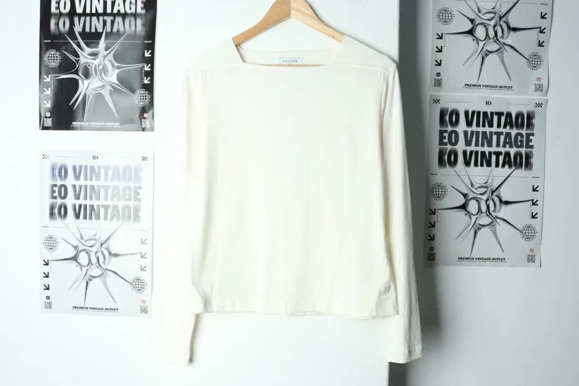 W(L) 브랜드빈티지 긴팔티셔츠 쿠즈텡 와이드넥 화이트-15643 상품이미지2