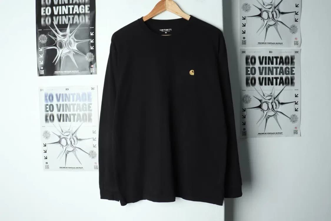 (M-L) 칼하트 긴팔티셔츠 블랙 로고 올드스쿨-15648 상품이미지2