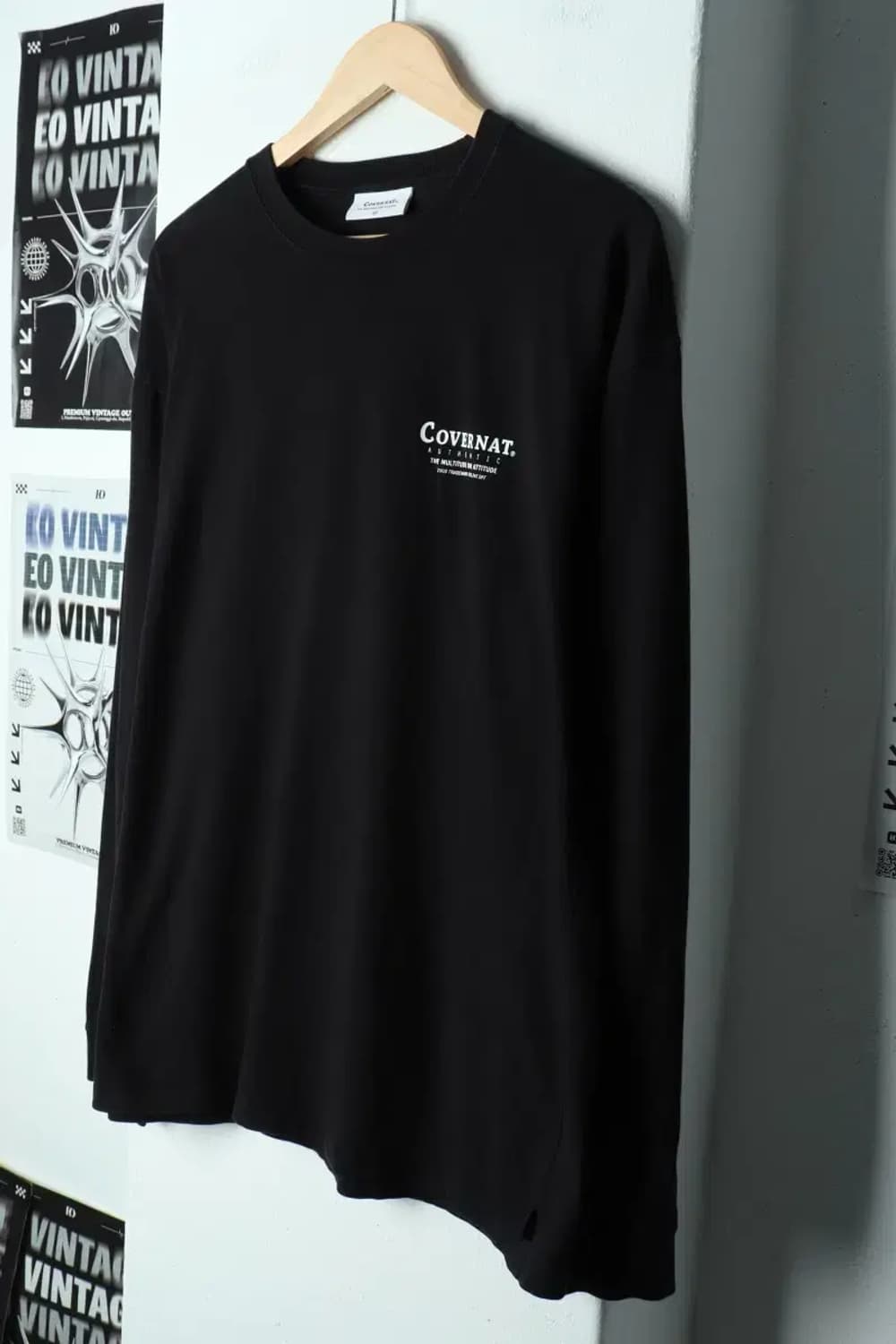 (M) 커버낫 긴팔티셔츠 블랙 로고 올드스쿨-15651 상품이미지1
