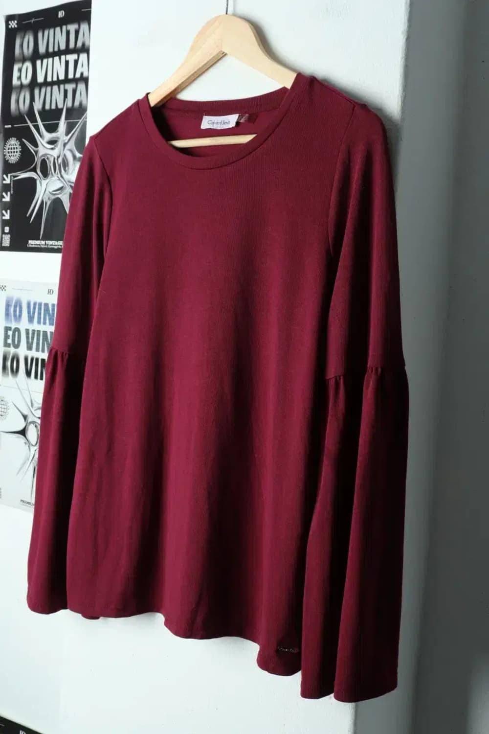 W(F) 캘빈클라인 긴팔티셔츠 버건디 무지-15652 상품이미지1