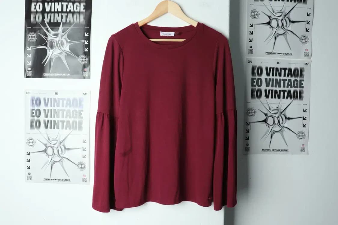 W(F) 캘빈클라인 긴팔티셔츠 버건디 무지-15652 상품이미지2