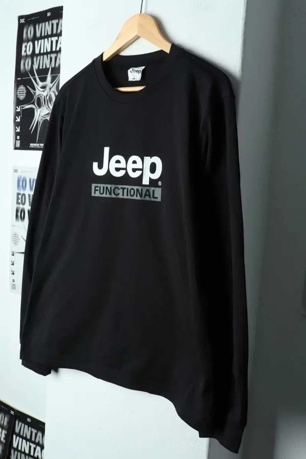 (XL) 지프 긴팔티셔츠 블랙 로고 기모-15653 상품이미지1