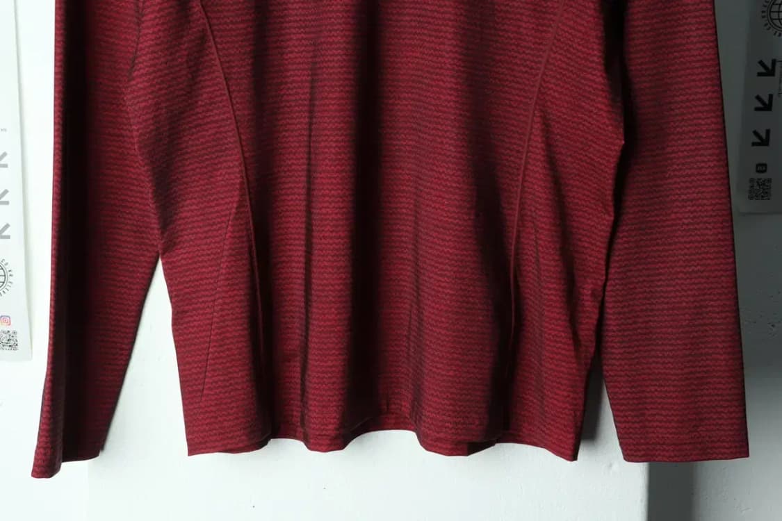 W(XL) 노스페이스 카라 긴팔티셔츠 기능성 패턴 버건디-15657 상품이미지3