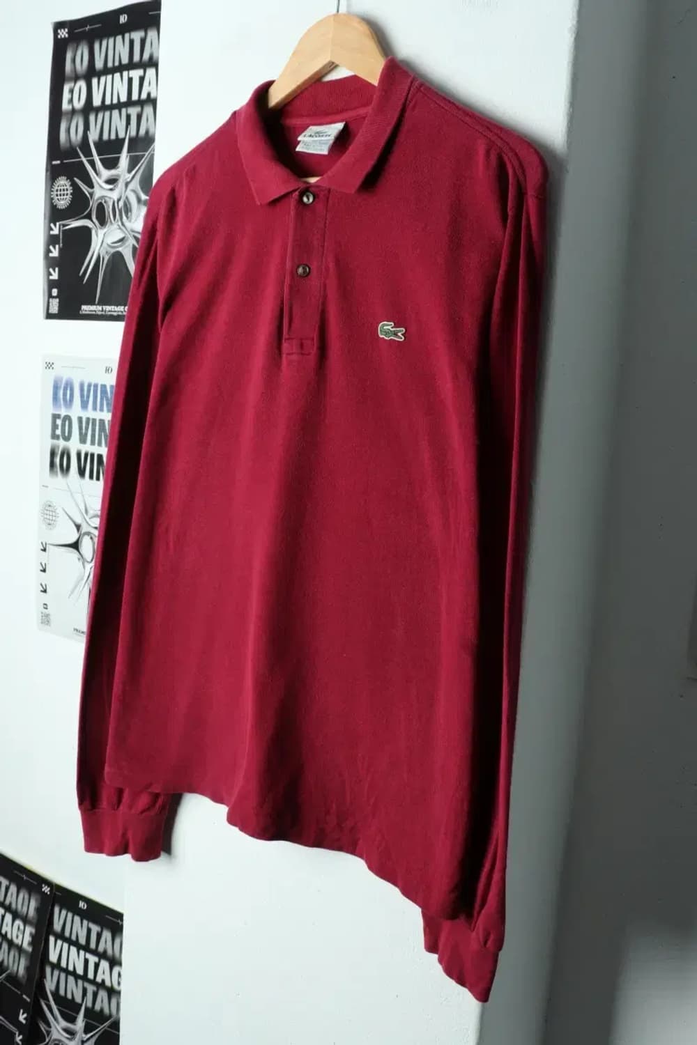 (XL) 라코스테 카라 긴팔티셔츠 사용감 버건디-15658 상품이미지1