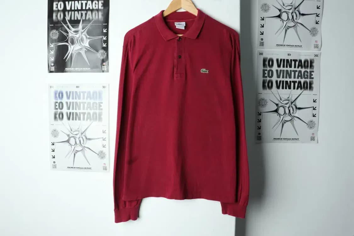 (XL) 라코스테 카라 긴팔티셔츠 사용감 버건디-15658 상품이미지2