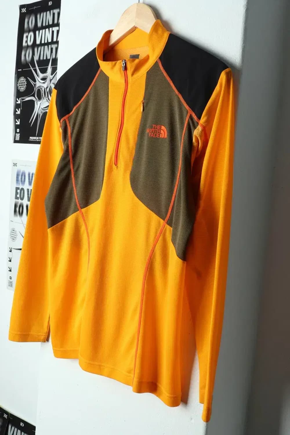 (M) 노스페이스 카라 긴팔티셔츠 기능성 반집업 노랑-15659 상품이미지1