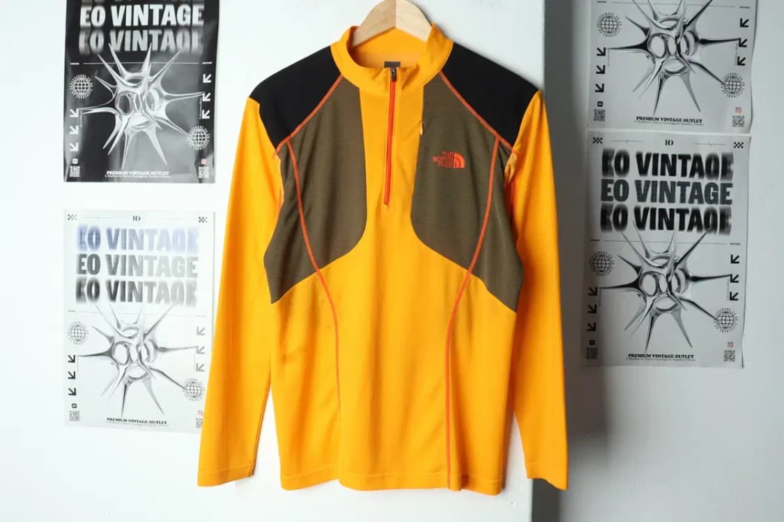 (M) 노스페이스 카라 긴팔티셔츠 기능성 반집업 노랑-15659 상품이미지2