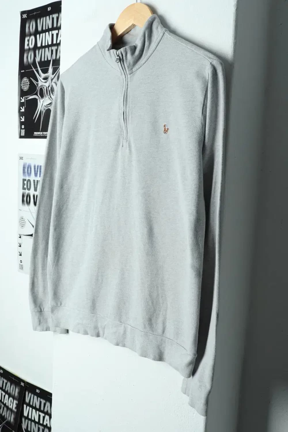 (M) 폴로 랄프로렌 카라 긴팔티셔츠 반집업 그레이 멀티포니-1565B 상품이미지1