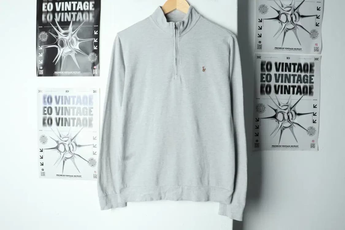 (M) 폴로 랄프로렌 카라 긴팔티셔츠 반집업 그레이 멀티포니-1565B 상품이미지2