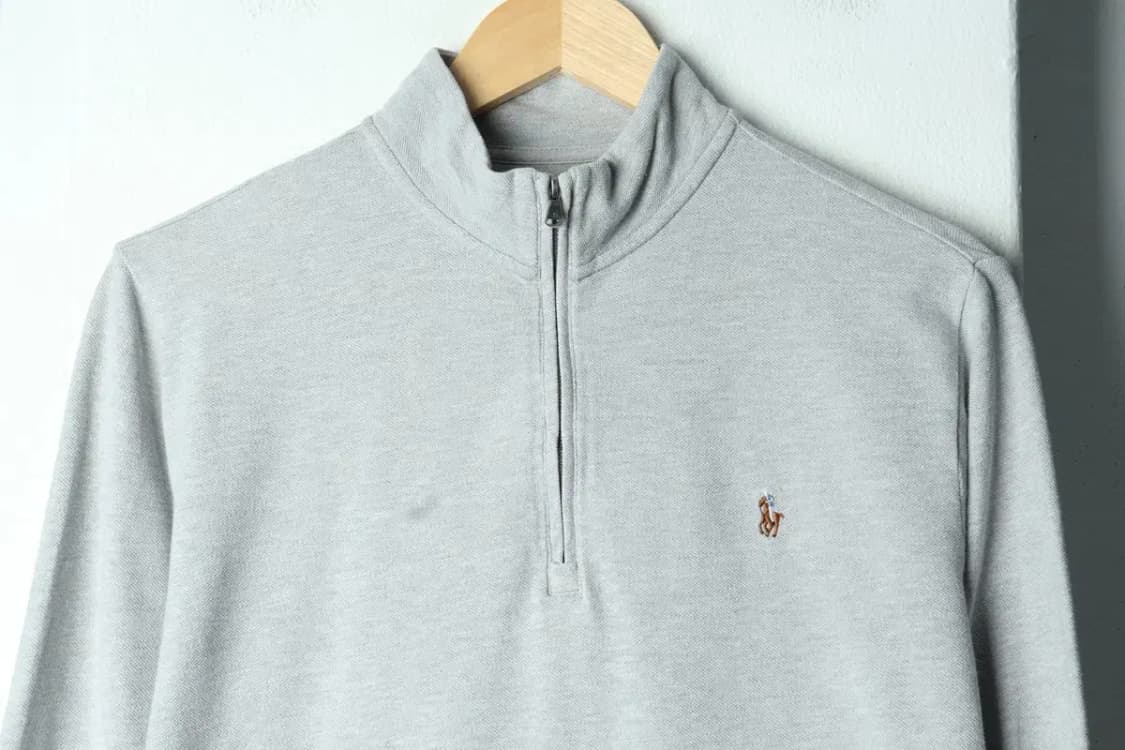 (M) 폴로 랄프로렌 카라 긴팔티셔츠 반집업 그레이 멀티포니-1565B 상품이미지3