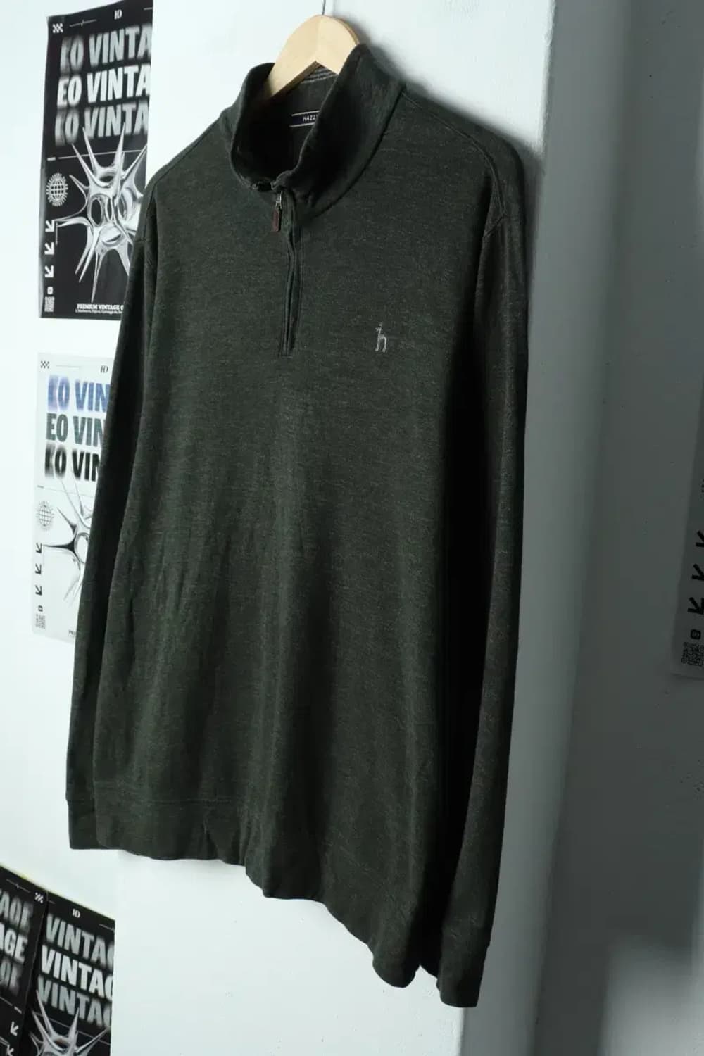 (XL) 헤지스 카라 긴팔티셔츠 반집업 그린-1565C 상품이미지1