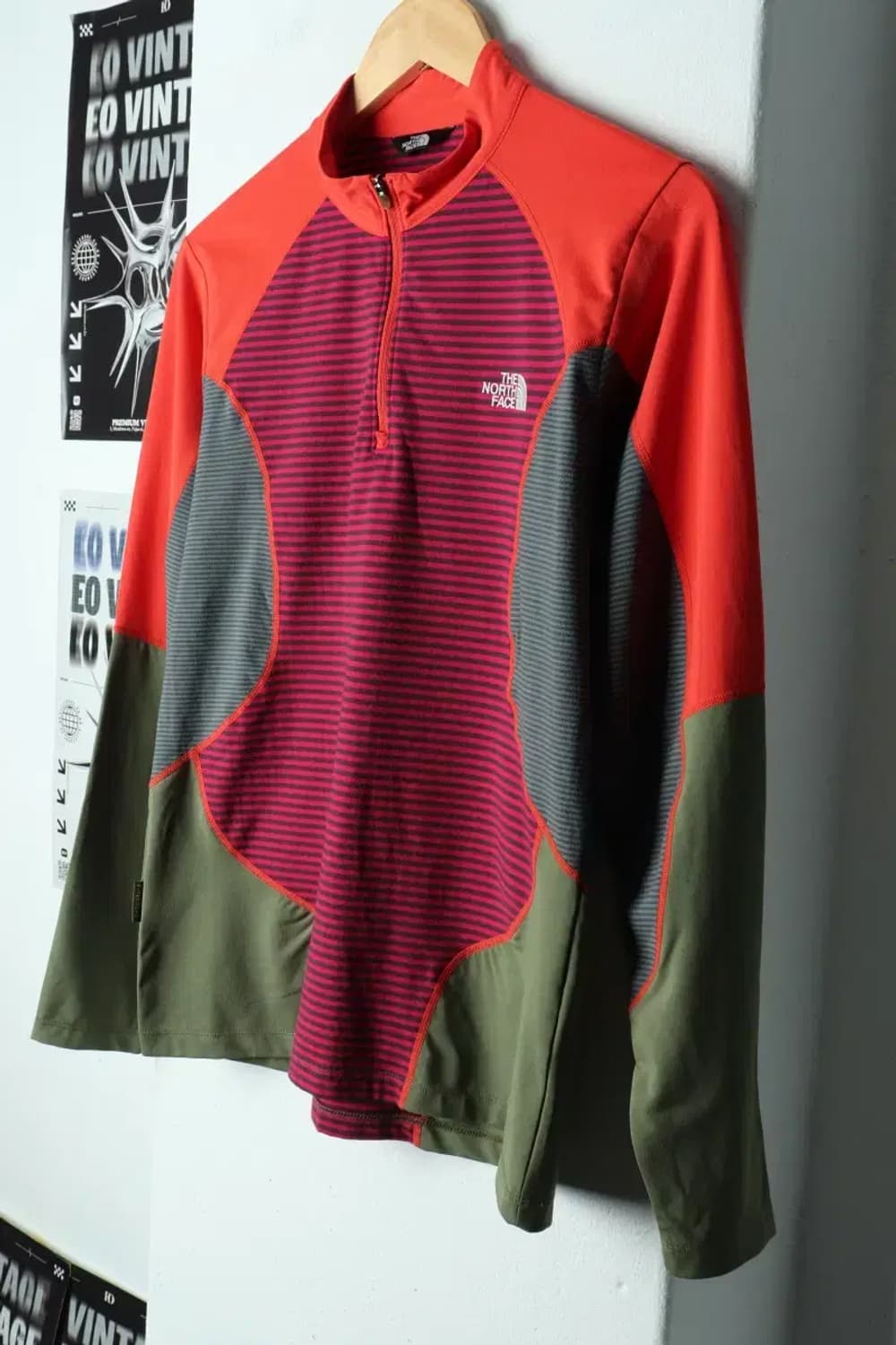 W(XL) 노스페이스 카라 긴팔티셔츠 기능성 반집업 컬러믹스-1565D 상품이미지1