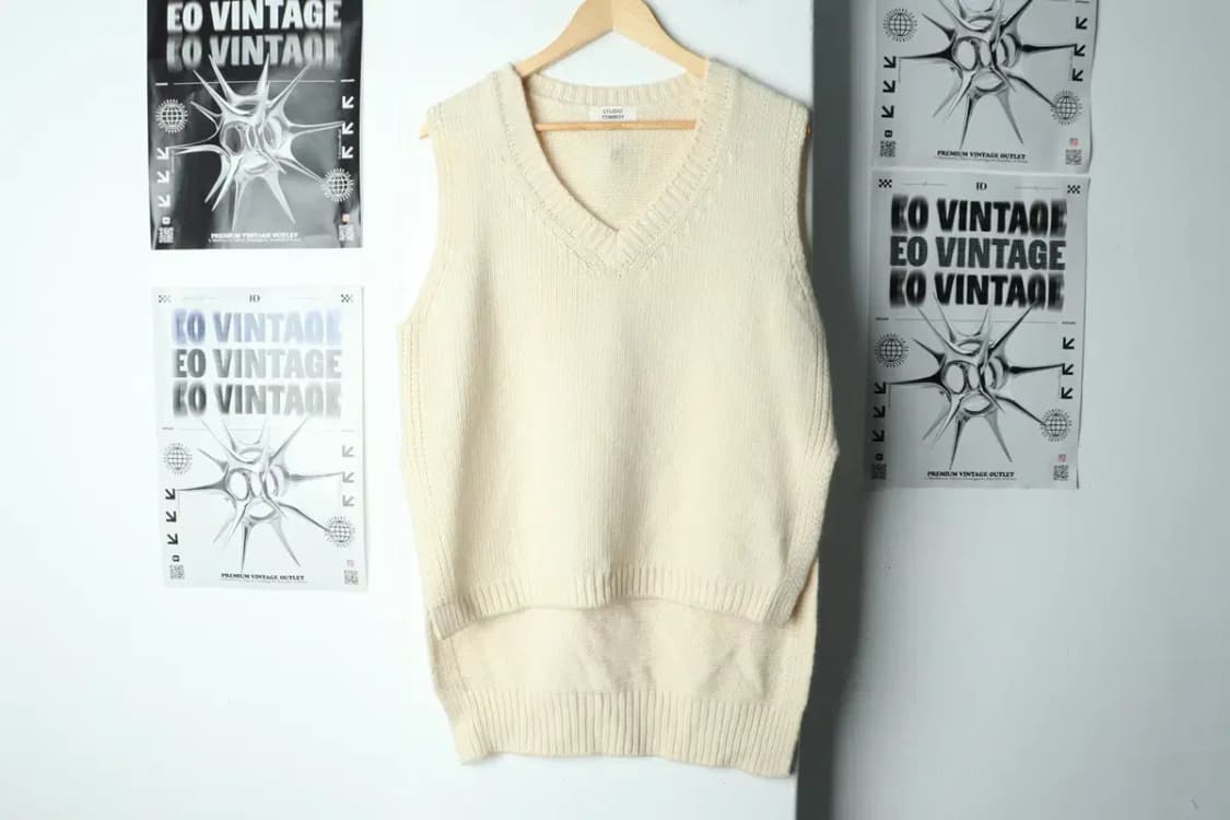 W(F) 스튜디오 톰보이 니트 조끼 꽈배기 케이블-15663 상품이미지2