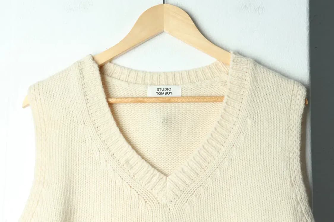 W(F) 스튜디오 톰보이 니트 조끼 꽈배기 케이블-15663 상품이미지3