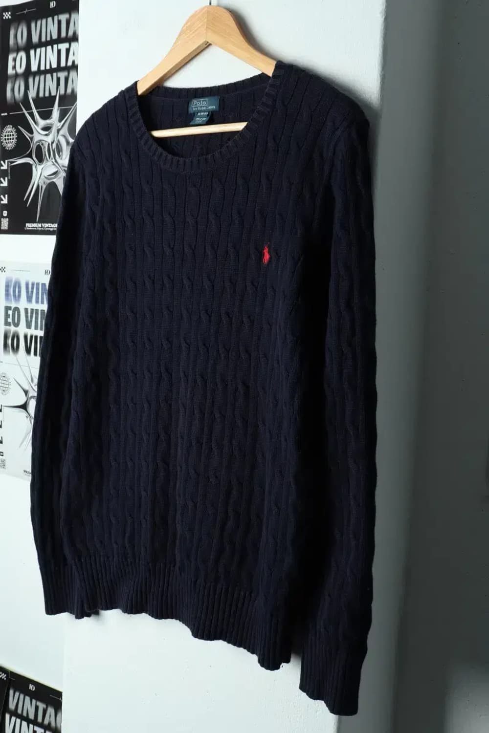 (XL) 폴로 랄프로렌 니트 꽈배기 네이비 레드포니-15668 상품이미지1