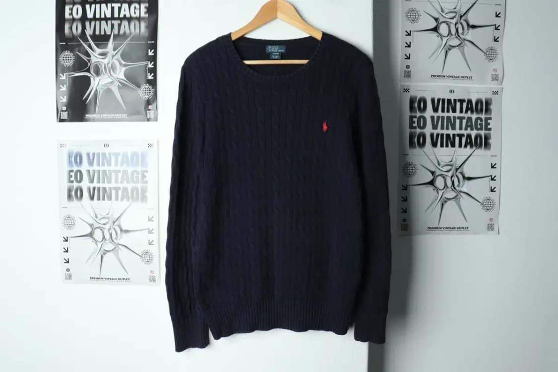 (XL) 폴로 랄프로렌 니트 꽈배기 네이비 레드포니-15668 상품이미지2