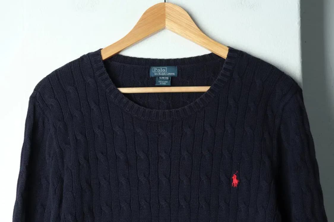 (XL) 폴로 랄프로렌 니트 꽈배기 네이비 레드포니-15668 상품이미지3