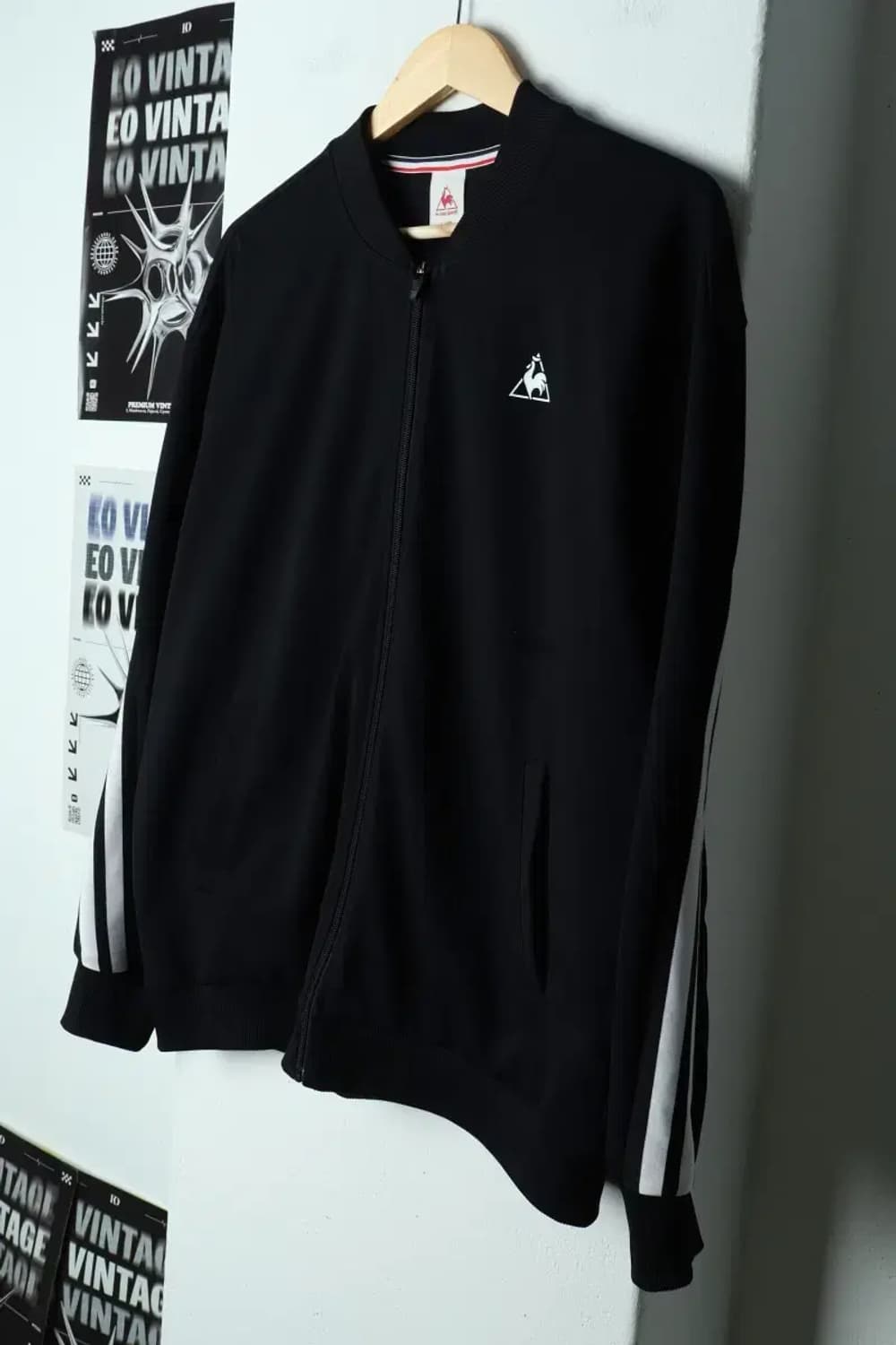 (L) 르꼬끄 집업져지 트랙탑 블랙 올드스쿨-156B6 상품이미지1