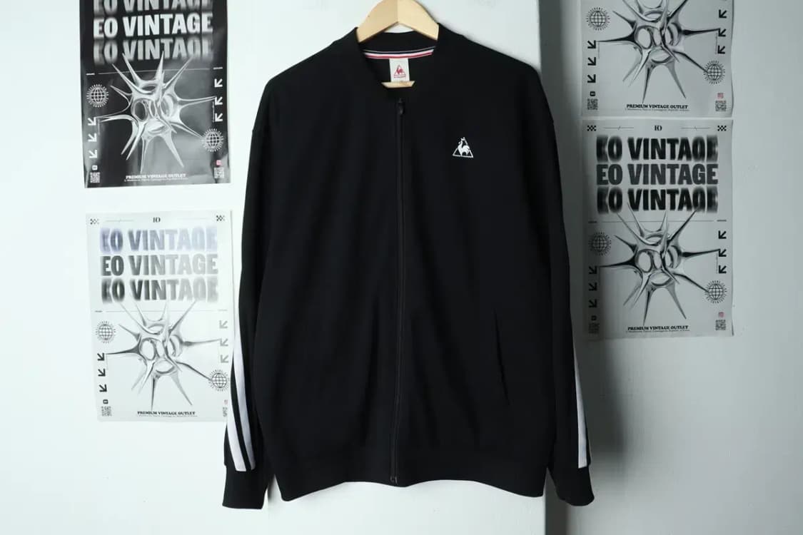 (L) 르꼬끄 집업져지 트랙탑 블랙 올드스쿨-156B6 상품이미지2