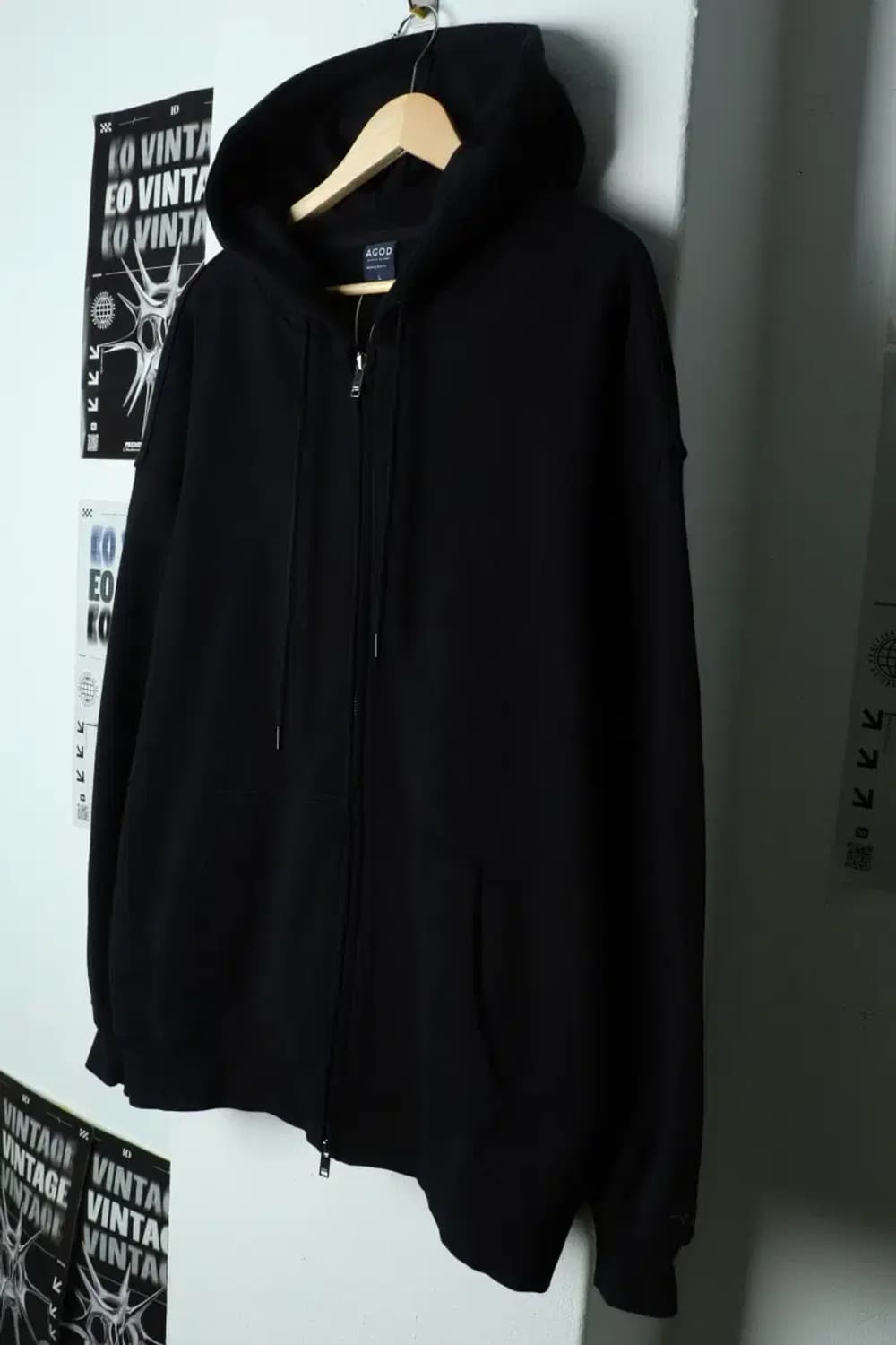 (L) 브랜드빈티지 후드집업 새상품 블랙 헤비-156BE 상품이미지1