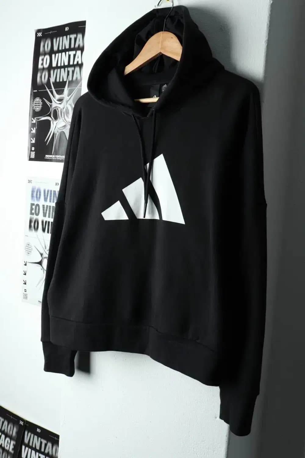 W(M-L) 아디다스 후드티셔츠 블랙 로고 올드스쿨-156FA 상품이미지1