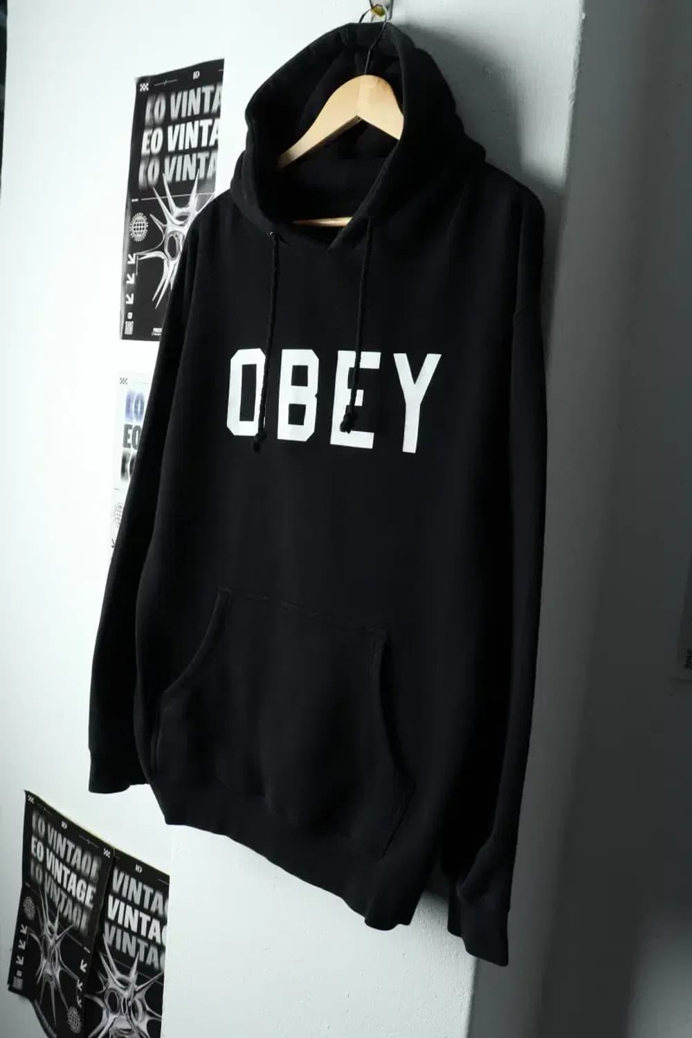 (M-L) 오베이 후드티셔츠 블랙 기모 올드스쿨-156FB 상품이미지1