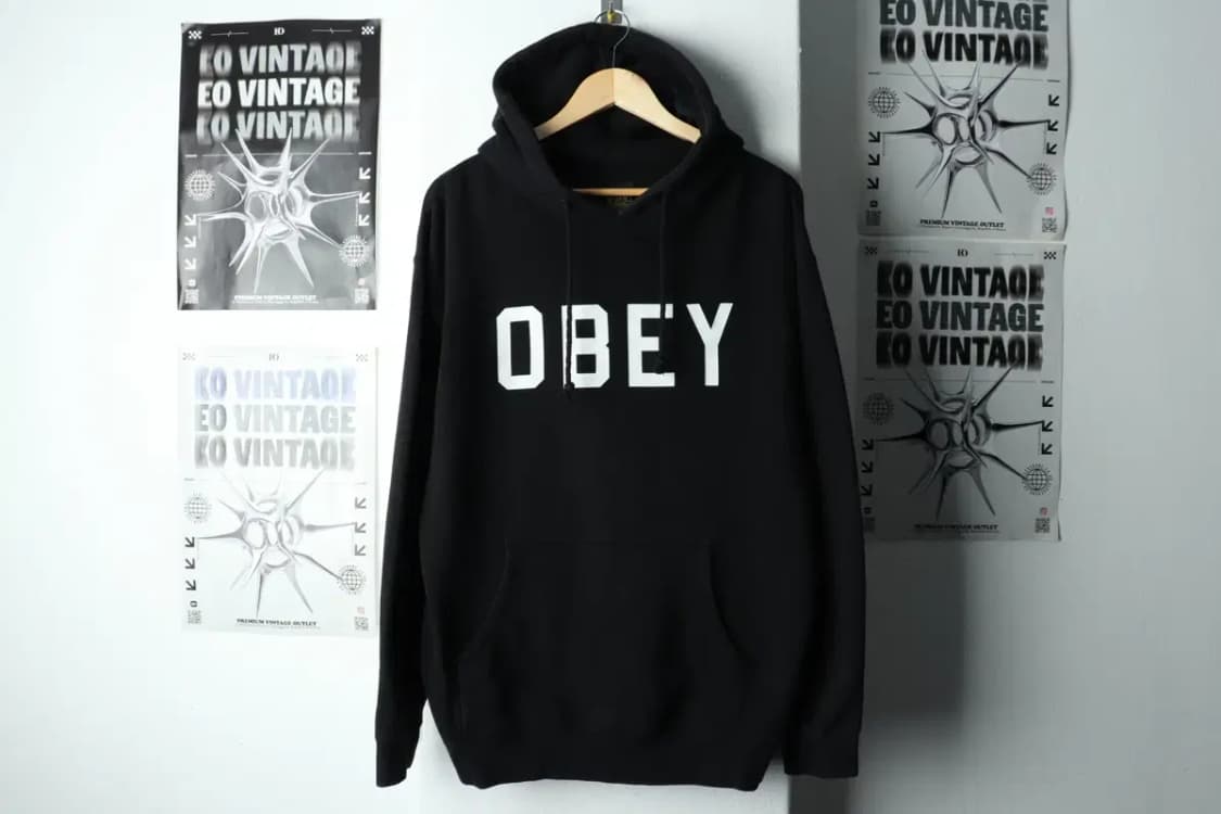 (M-L) 오베이 후드티셔츠 블랙 기모 올드스쿨-156FB 상품이미지2