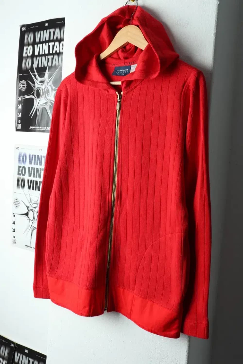 W(S-M) 브랜드빈티지 후드집업 리즈클레이본 니트 레드-156FE 상품이미지1