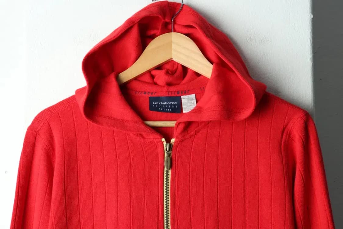 W(S-M) 브랜드빈티지 후드집업 리즈클레이본 니트 레드-156FE 상품이미지3