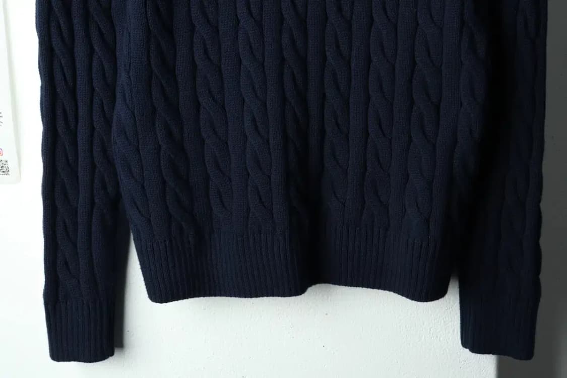 (M-L) 폴로 랄프로렌 니트 반집업 케이블 꽈배기 레드포니-1570B 상품이미지4