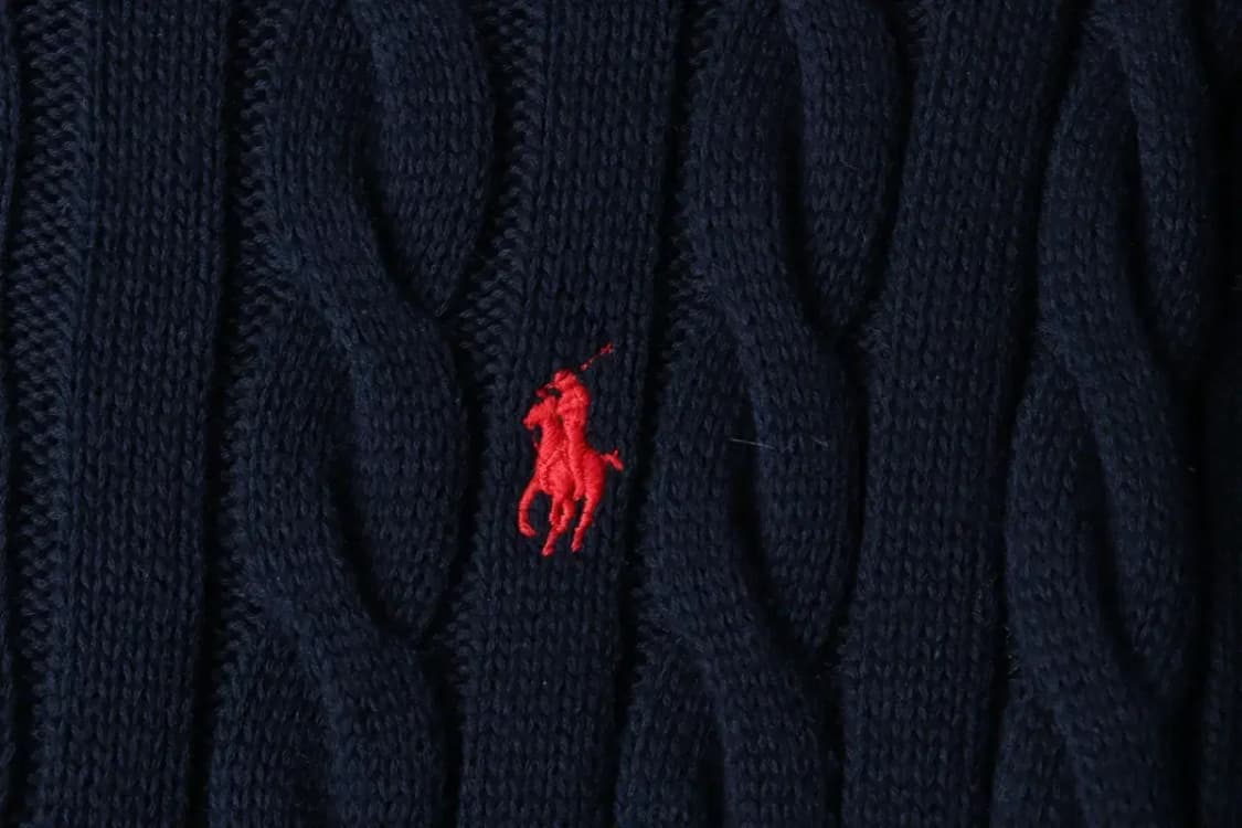 (M-L) 폴로 랄프로렌 니트 반집업 케이블 꽈배기 레드포니-1570B 상품이미지5