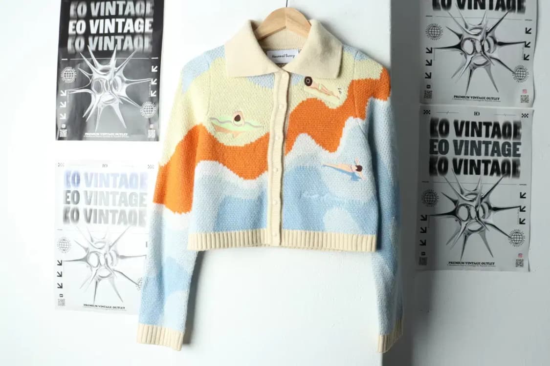 W(S) 브랜드빈티지 니트 가디건 하우스오브써니 크롭 태연-1570C 상품이미지2