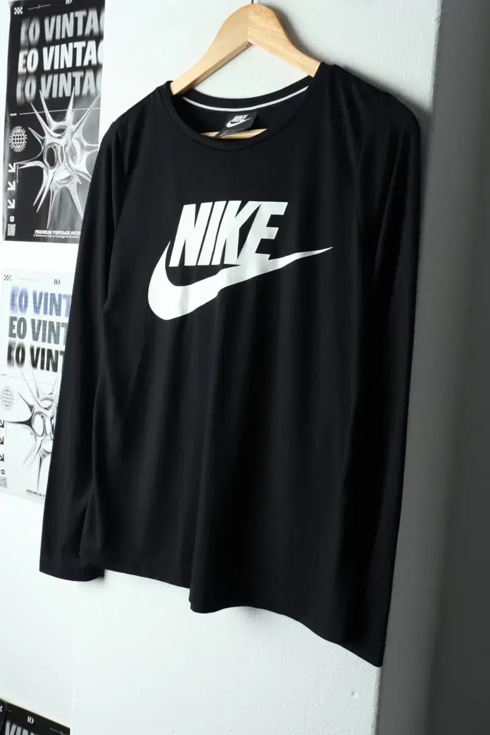 W(L) 나이키 긴팔티셔츠 기능성 빅로고 블랙-15711 상품이미지1