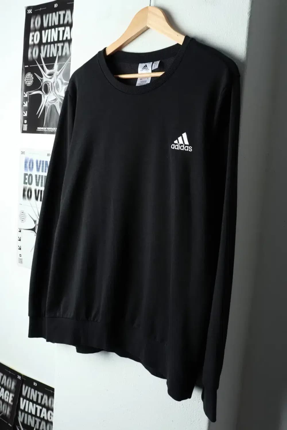 (XL-2XL) 아디다스 맨투맨 티셔츠 빅사이즈 블랙 올드스쿨-15714 상품이미지1