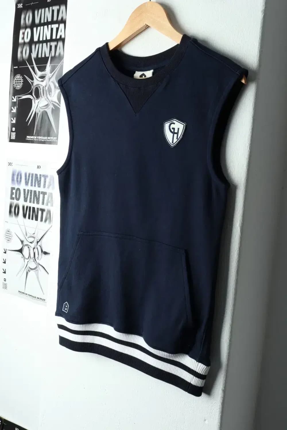 W(S) 빈폴 맨투맨 티셔츠 조끼 네이비 올드스쿨-15717 상품이미지1