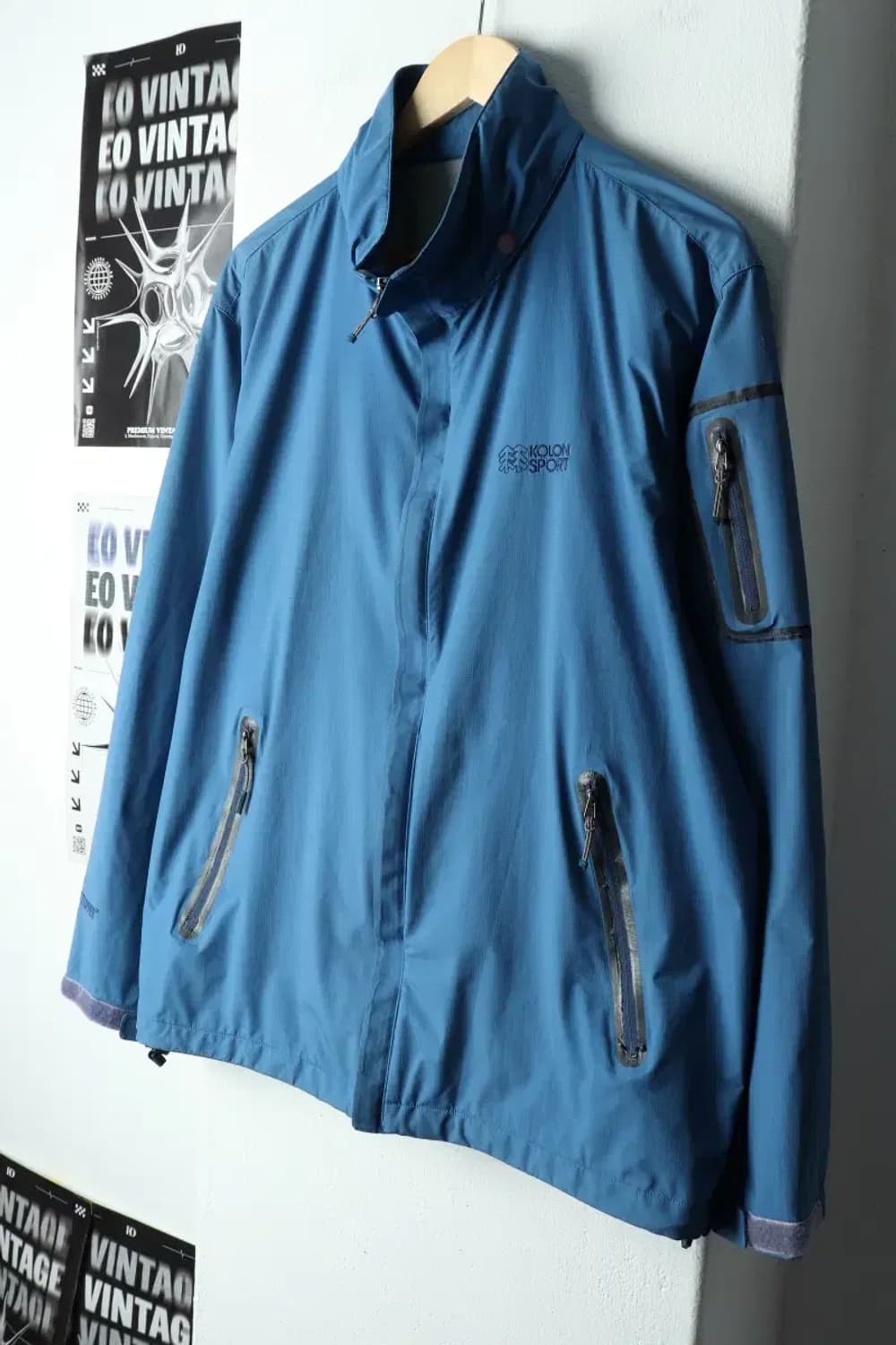 (L) 코오롱스포츠 집업 바람막이 점퍼자켓 사용감 경량 블루-1571B 상품이미지1