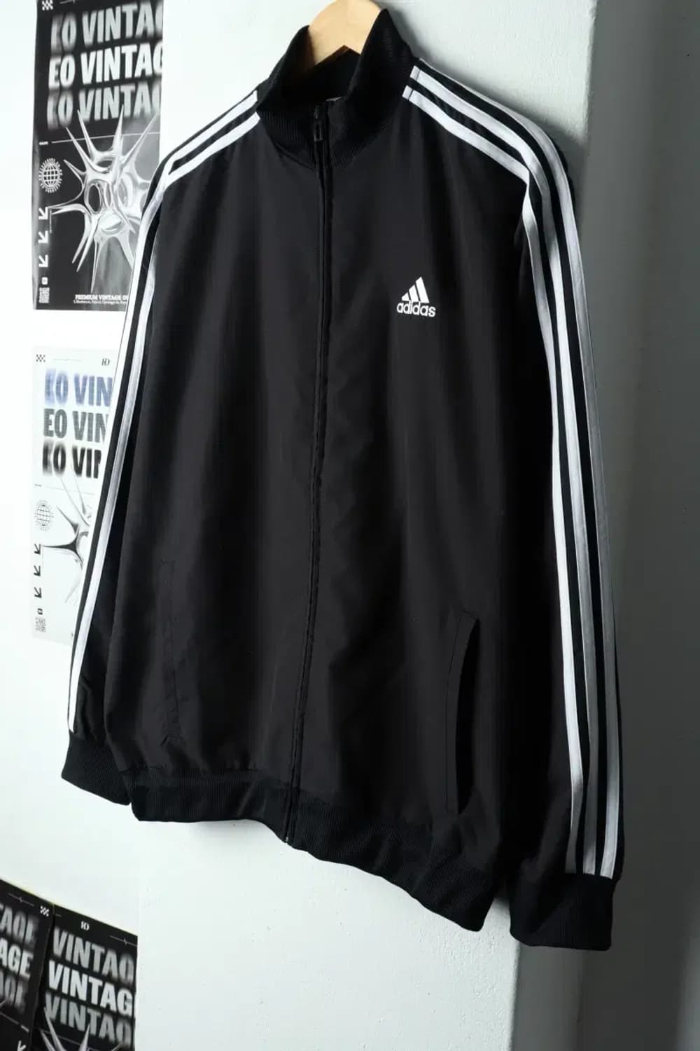 (L-XL) 아디다스 집업져지 트랙탑 블랙 삼선 우븐-15722 상품이미지1