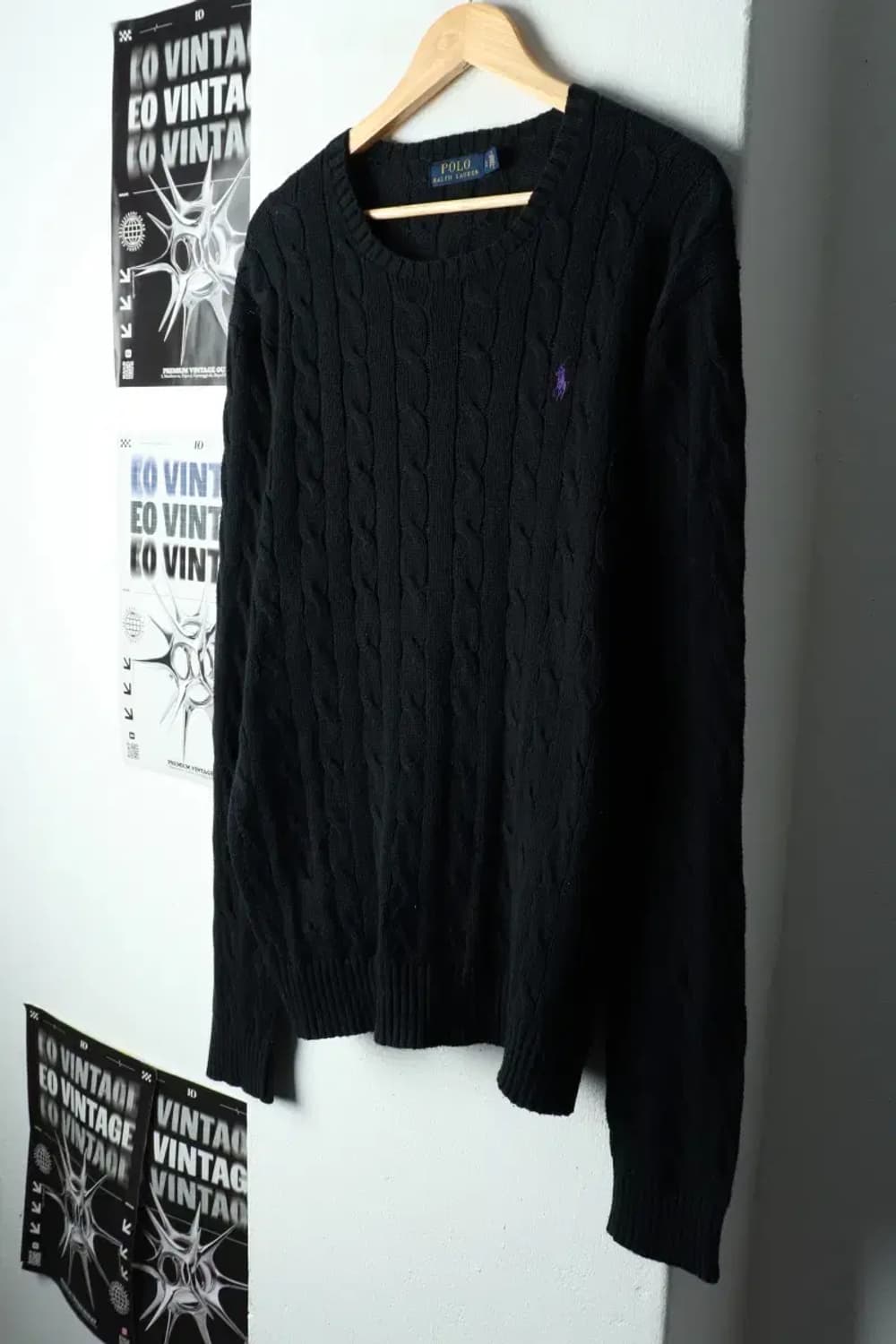 (L-XL) 폴로 랄프로렌 니트 케이블 꽈배기 블랙 포니 신형-15724 상품이미지1