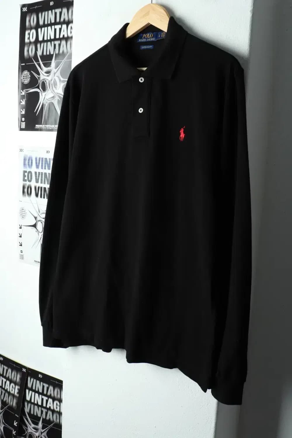 (L-XL) 폴로 랄프로렌 카라 긴팔티셔츠 블랙 레드포니-15727 상품이미지1