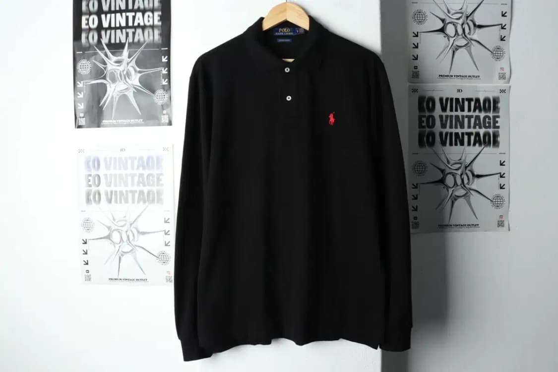 (L-XL) 폴로 랄프로렌 카라 긴팔티셔츠 블랙 레드포니-15727 상품이미지2