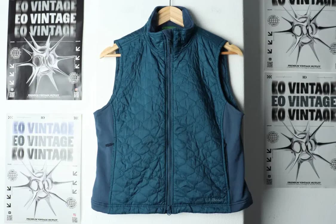 (M) 브랜드빈티지 패딩 점퍼자켓 엘엘빈 조끼 블루-1576C 상품이미지2